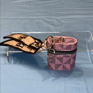 Pink and Black Checkered Key charm